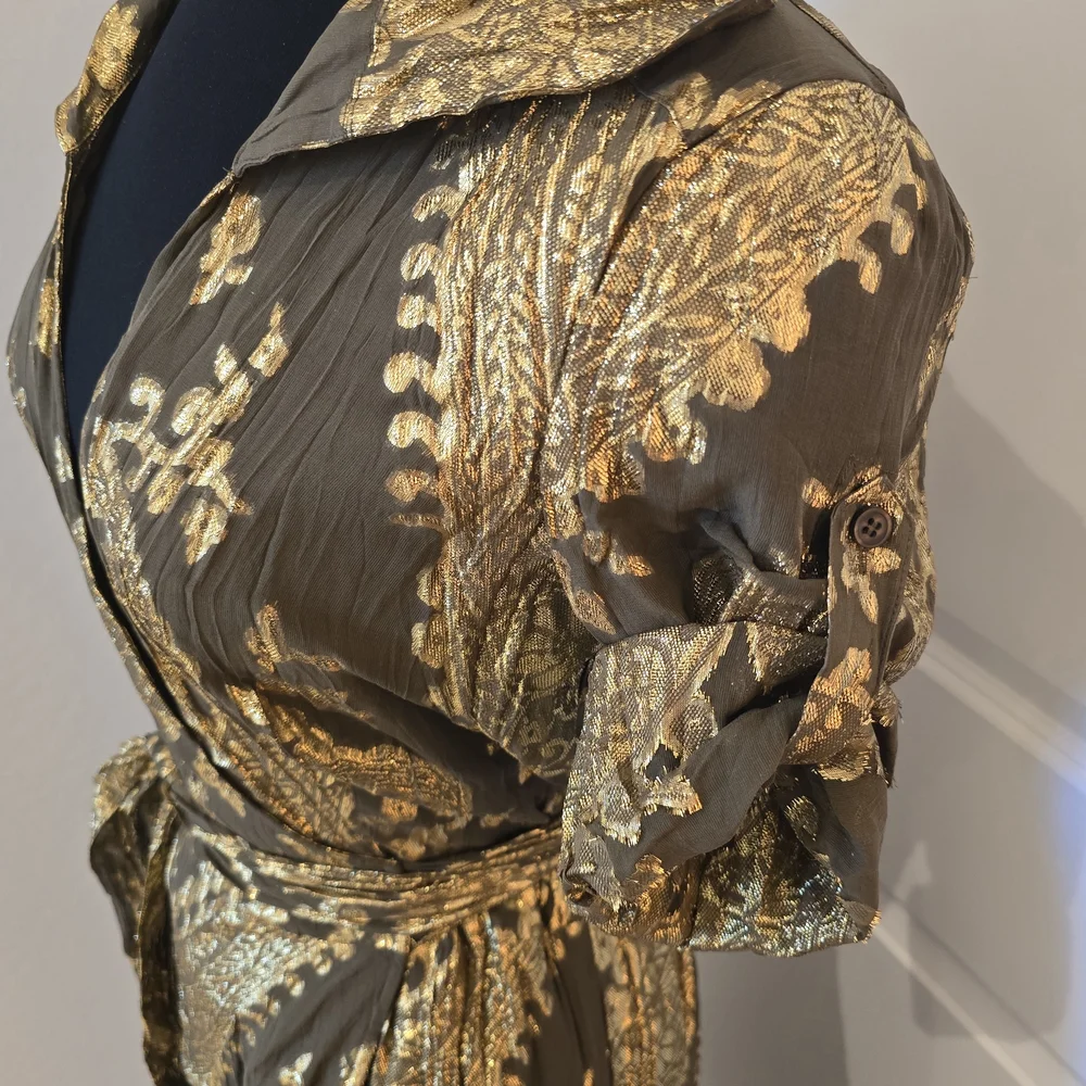 Diane Von Furstenberg Gold and Brown Midi Dress - Picture 8 of 17